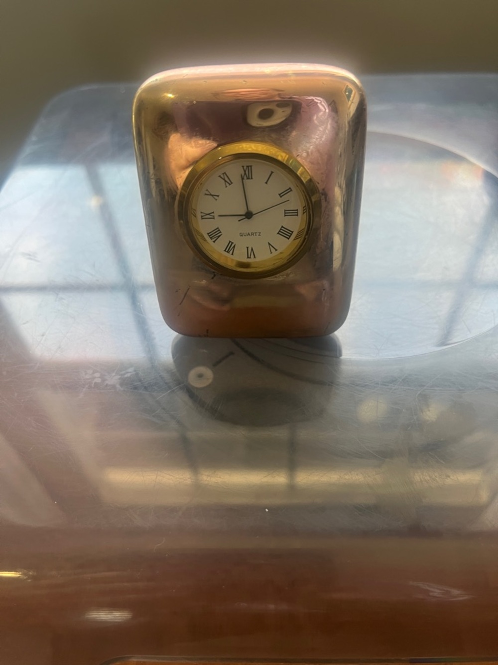 Small Quartz Table Clock with Roman Numerals
